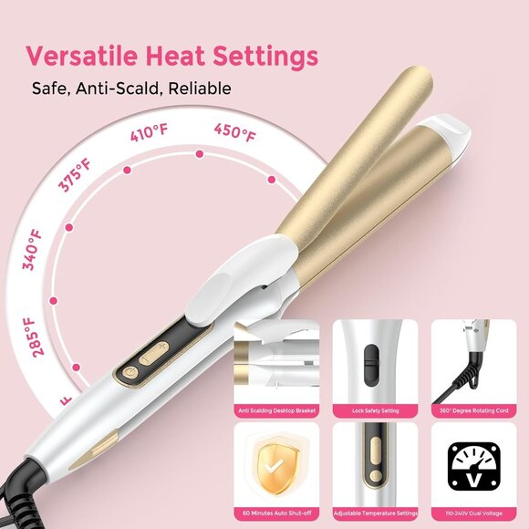 Travel Curling Iron, 2 in 1 Dual Voltage (110V-240V) 1.25 Inch Hair Curler - Picture 5 of 8